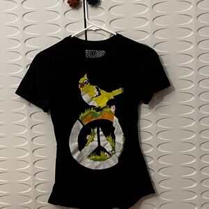 JUNIOR SMALL Blizzard Overwatch Ganymede Black Graphic T-Shirt